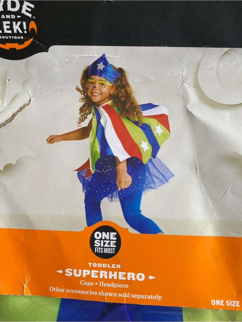 Toddler Superhero Costume Cape & Headpiece - Blue/Multicolor